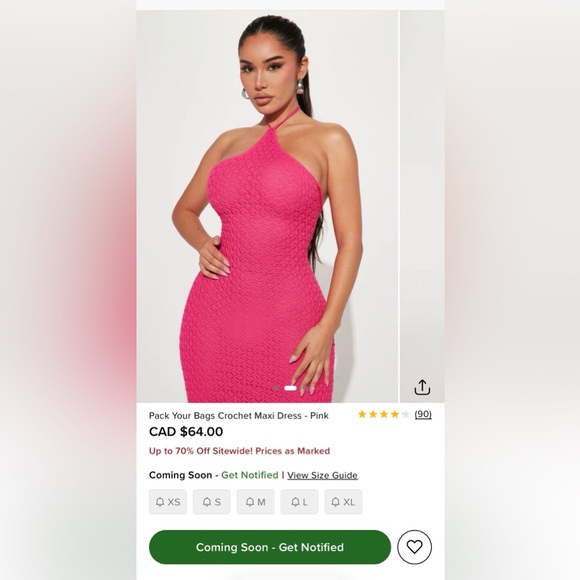 Fashion Nova Crochet Maxi Dress - Pink - Picture 3 of 5